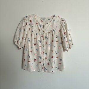 Madewell Cream Floral Button-Up Blouse